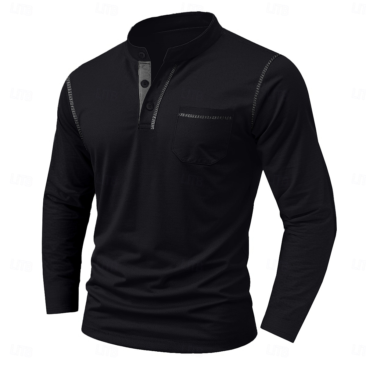Per uomo Maglia Henley Maglietta Manica Lunga Tinta unica Semplice Tinta unita Moda Designer Casual Tasca Bottoni Henley All'aperto Casuale Quotidiano Estate Autunno Inverno Grigio scuro Nero Bianco del 2025 a $20.99 –P5