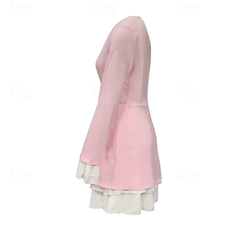 Női Mini ruha Blézer ruha Peplum ruhák Divat Modern Szabadtéri Vakáció Szabadság Normál Színes Hosszú ujj V-alakú Fekete Arcpír rózsaszín Ősz 2025 - $26.99 –P5