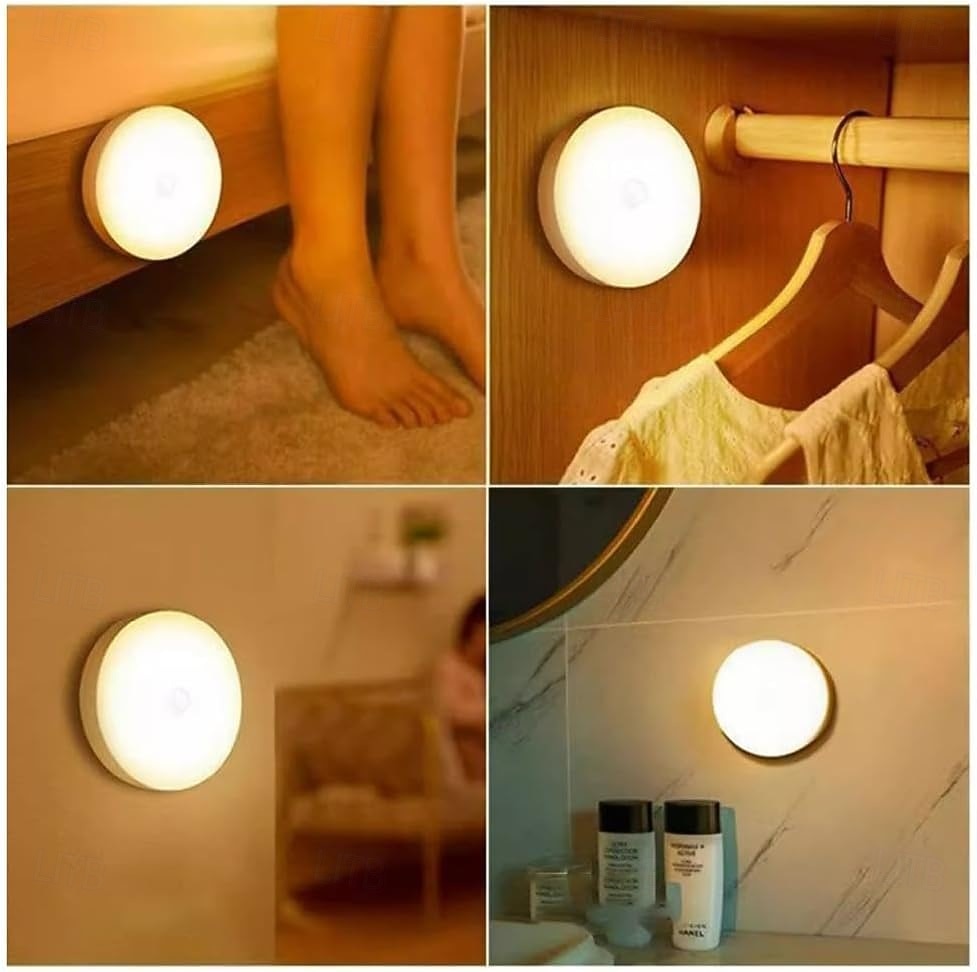 Lampes à détecteur de mouvement d'intérieur, veilleuses LED autocollantes, veilleuse rechargeable par USB, lumière chaude à intensité variable pour couloir, chambre, escaliers, cuisine, armoire, de 2025 ? $11.99 –P1