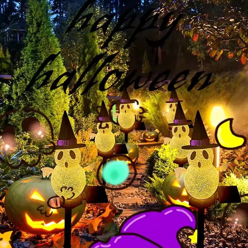 Solar Power Halloween Pumpkin Garden Lamp Ghost Lights For Garden Yard All Saints' Day Gravestone Garden Lawn Yard Patio Decorative Pathway Lights 1X 2X 2025 - $15.99 –P6