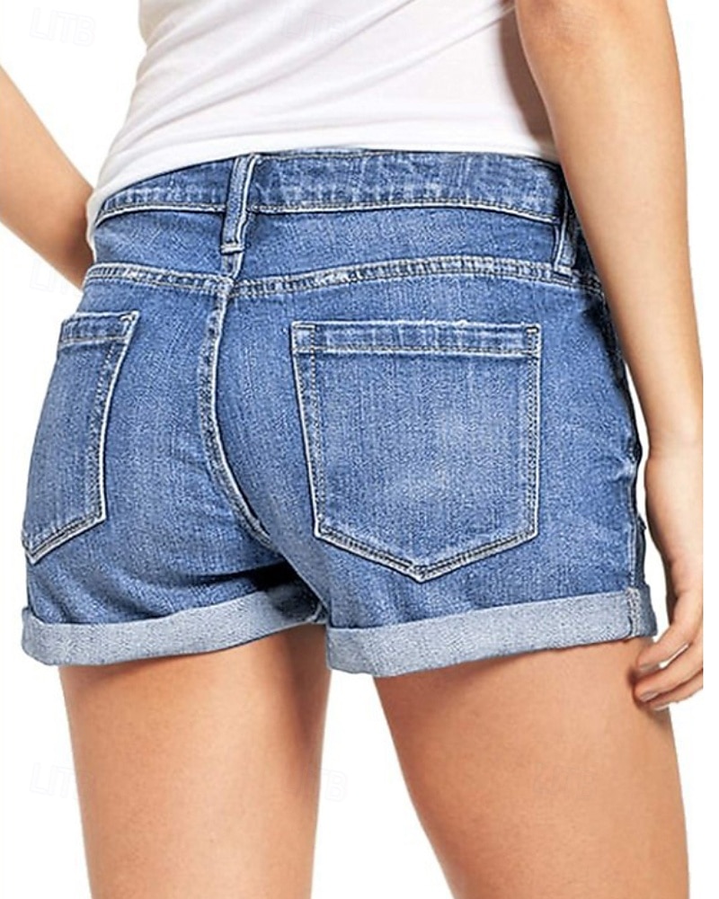 Dame Shorts Bukser Gatemote Fritid Kort Naturlig عادي Lomme dratt comfy Ferie Dagligdagstøy Fritid / hverdag Lys Himmelblå Marine Svart Sommer Normal 2025 - $18.99 –P5