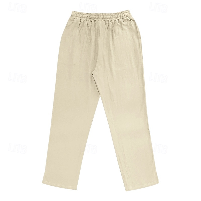 Homens Calças de linho Calças Calça verão Calças largas Cintura elástica Com Cordão Perna reta Tecido Conforto Respirável Comprimento total Ao ar livre Casual Diário Moda Estilo Clássico Preto Branco de 2025 por $20.99 –P4