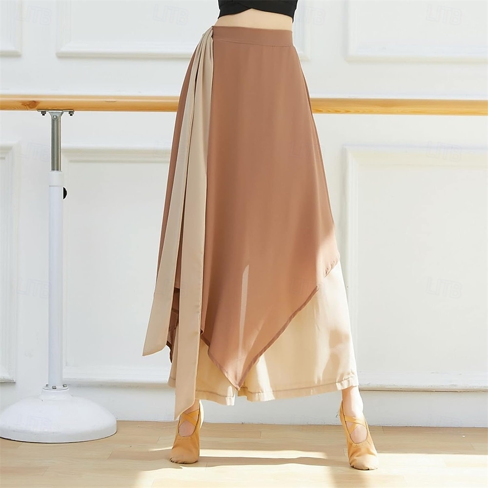 leggings com saia para mulheres, calças de ioga, leggings elásticas para dança de balé, meia-calça de chiffon com saia para balé latino, salsa e tango de 2025 por $25.99 –P11