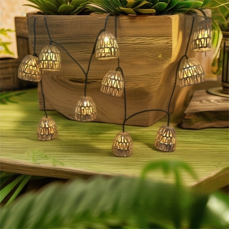 Lanterna in rattan intrecciata a mano con 10 lampadine a LED, luci decorative con spina per interni ed esterni, balcone, patio, giardino, matrimonio, camera da letto del 2025 a $41.99 –P5