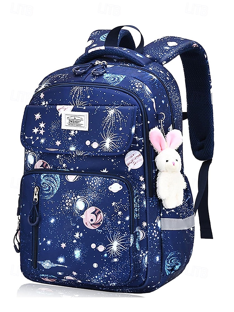 Kids Galaxy Print Backpack with Bunny Charm, Waterproof Large Capacity School Bag for Elementary Students and Daily Use 2026 - $32.99 –P3