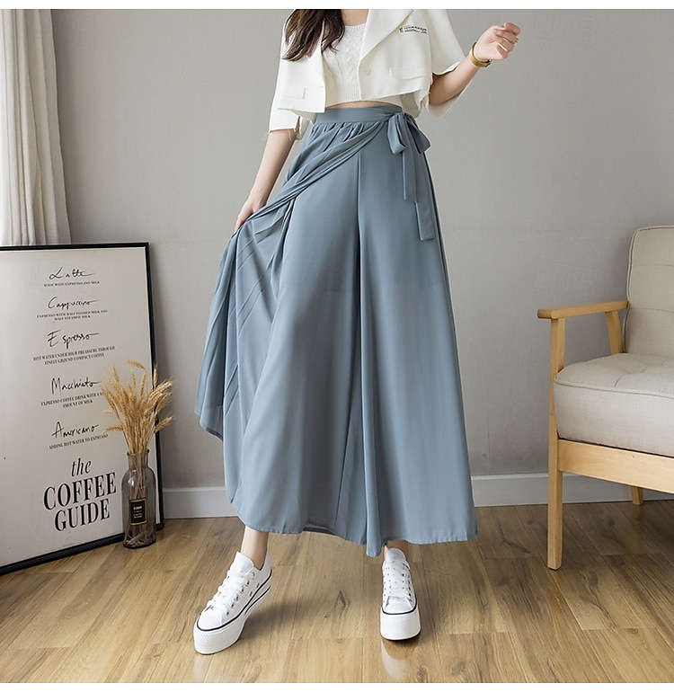 Per donna Gamba larga Chinos Casual Lunghezza intera Naturale Semplice Gamba larga Coulisse Comodo Traspirabilità Casual Quotidiano Nero Rosa Blu Primavera Autunno Vestibilità comoda del 2025 a $22.99 –P3