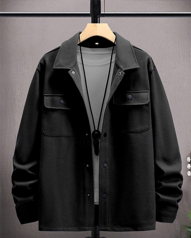 Homme Veste Légère Chemise Veste Veste Décontractée Chemise Vacances Quotidien Respirant Avec Poches Printemps Automne Uni Mode Classique Revers Régulier Noir bleu marine Kaki Gris Claire Vert de 2025 ? $27.99 –P14