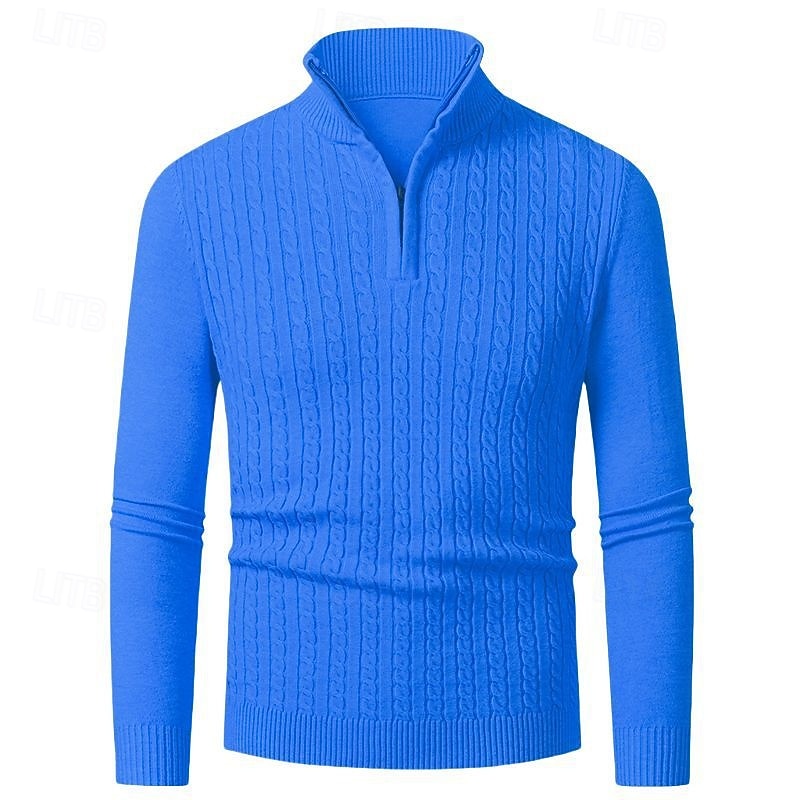 Herren Pullover Pullover mit Viertelreißverschluss Strickpullover Zopfmuster Stricken Normale Oberteile Gestrickt Einfach Viertelreißverschluss Mode Lässig Urlaub Alltagskleidung Bekleidung Herbst 2025 - $22.99 –P15