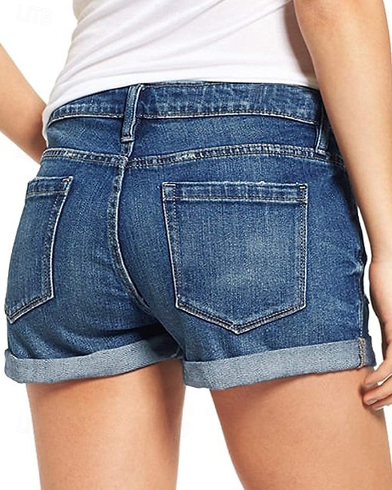 Dame Shorts Bukser Gatemote Fritid Kort Naturlig عادي Lomme dratt comfy Ferie Dagligdagstøy Fritid / hverdag Lys Himmelblå Marine Svart Sommer Normal 2025 - $18.99 –P2