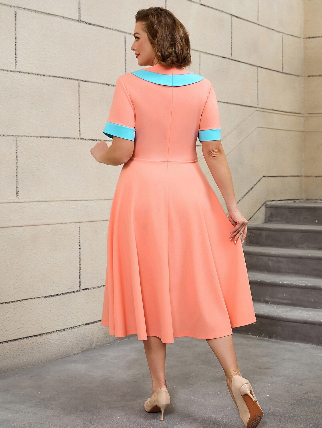Retro Vintage 1950er Rockabilly Midlänge A-Linien-Kleid Ausgestelltes Kleid Übergröße Damen Urlaub Heimkehr Party & Abend Erwachsene Kleid Frühling & Sommer 2025 - $47.99 –P9