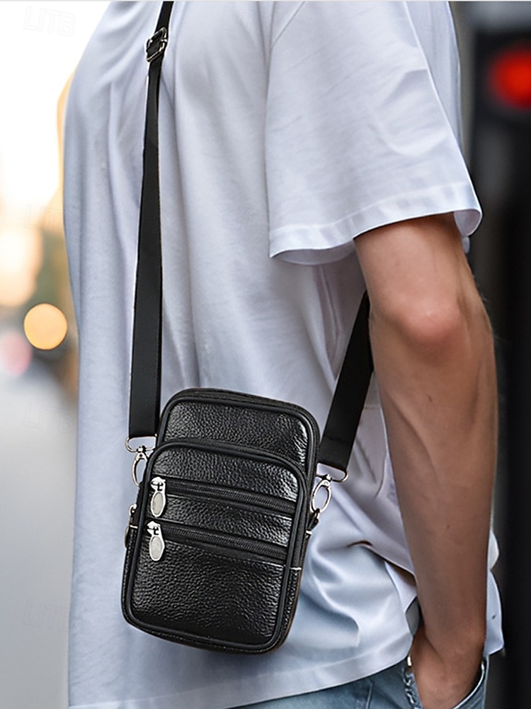 Geantă de umăr crossbody din piele pentru bărbați, cu design multi-buzunare, geantă mică de călătorie și geantă de talie pentru uz zilnic casual și activități în aer liber 2026 - $14.99 –P2