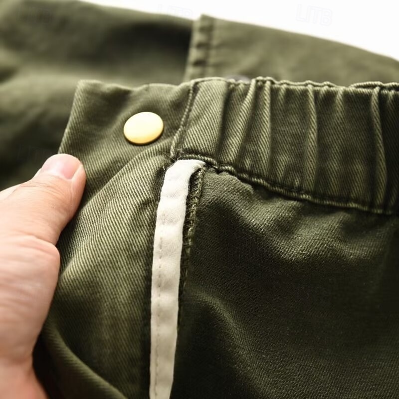 Homens Calças Cargo Calças Cintura elástica Com Cordão Bolso multi Tecido Vestível Ao ar livre Diário Acampar e Caminhar Moda Clássico Verde Cáqui de 2025 por $28.99 –P9