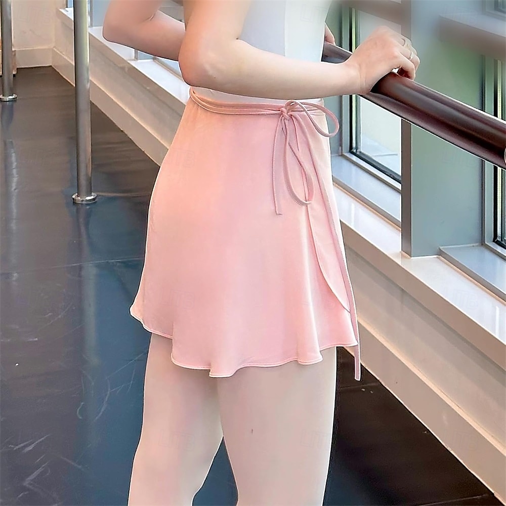Volwassen balletdansrok, elastische taille chiffon halve rok met lintstrik, ideaal voor de training &balletopleiding 2025 - $19.49 –P3