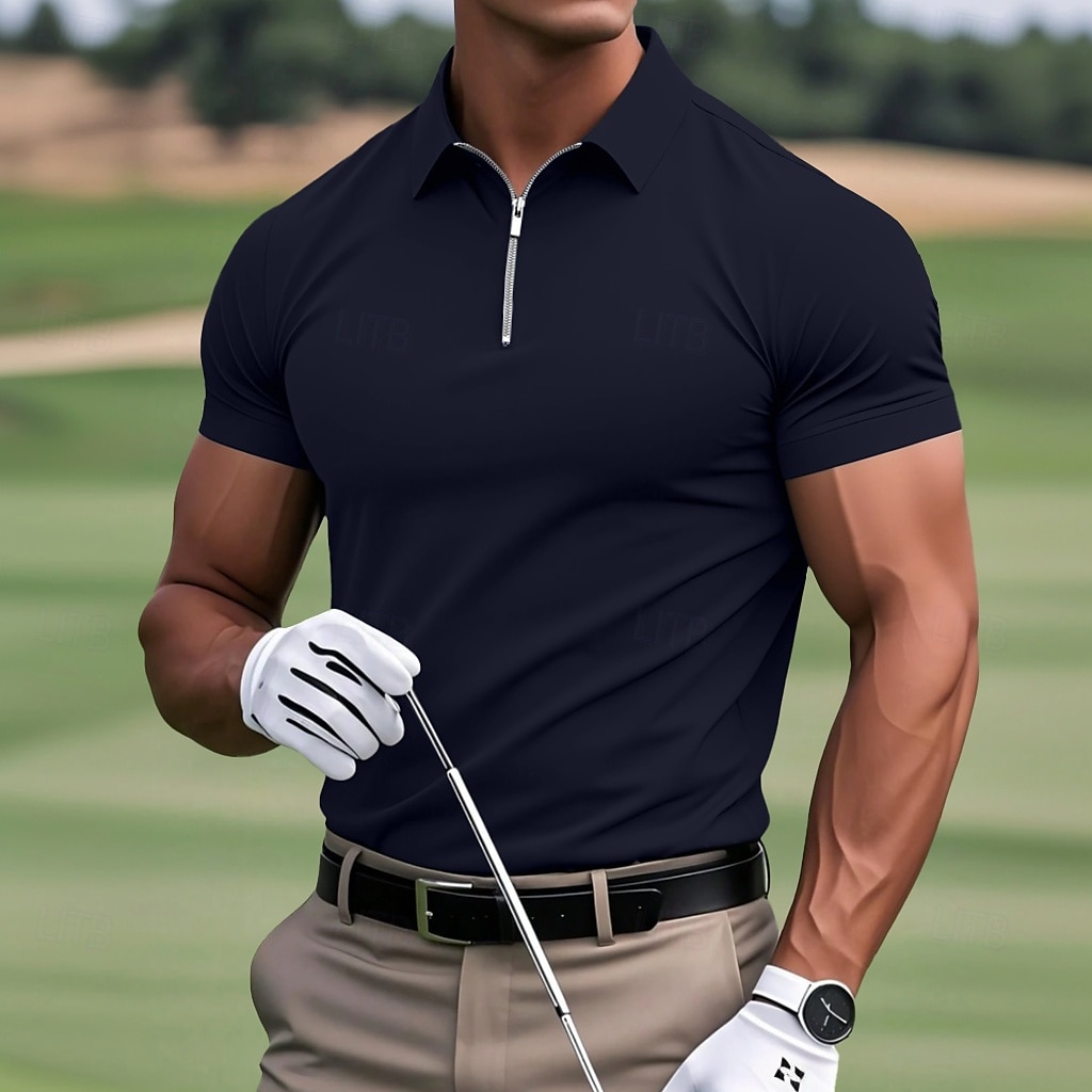 Homme Polo Polo quart de zip Occasionnel Sports Revers Zip quart Manche Courte Mode Basique Uni Quart de zip Été Printemps Coupe Standard Vert Armée Vin Noir Blanche bleu marine Bleu Roi Polo de 2025 ? $12.99 –P5