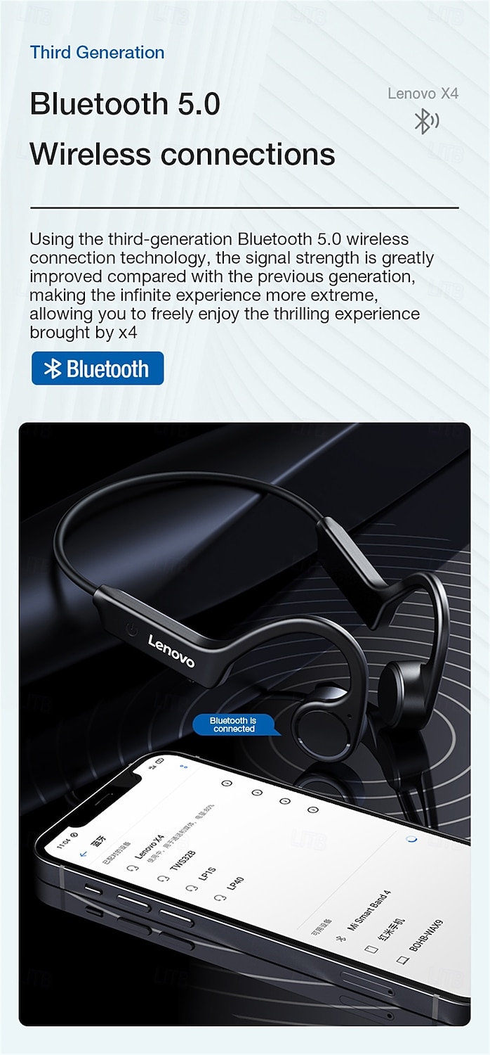 Lenovo X4 Bone Conduction Headphone Bone Conduction Headphones Bluetooth5.0 Ergonomic Design HIFI IPX5 for Apple Samsung Huawei Xiaomi MI Mobile Phone Valentine's Day Gift 2026 - $46.99 –P7