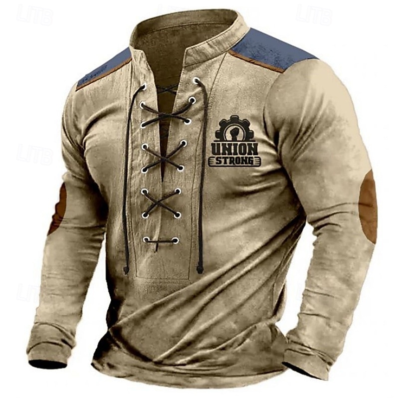 Męskie Bluza dresowa Niebieski Zielony Khaki Stójka Kolorowy blok Litera Wiązanie Sport i turystyka Codzienny Święto Poliester Moda miejska Podstawowy Codzienny Wiosna Jesień Odzież Bluzy z kapturem 2025 - $25.99 –P1