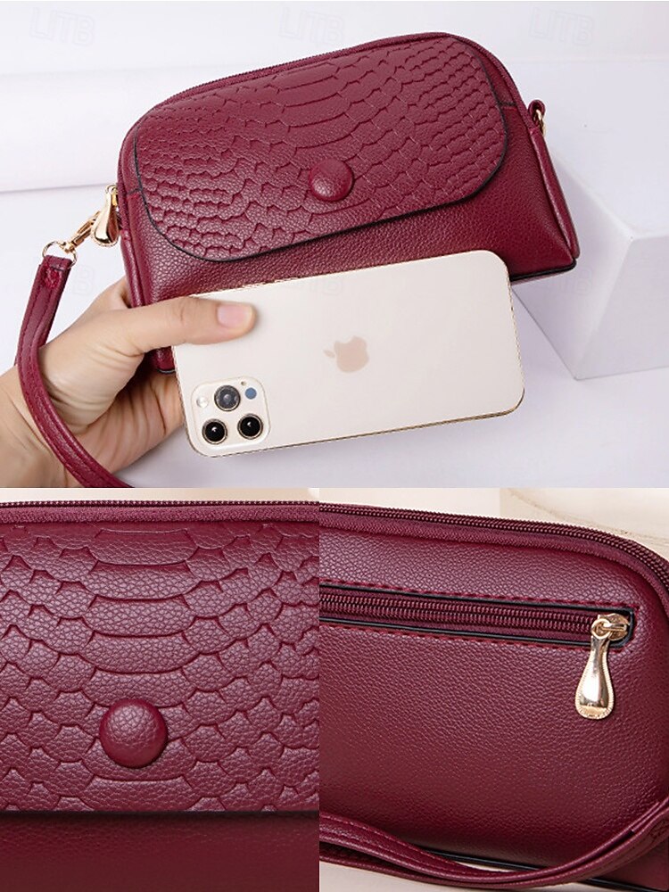 borsa a tracolla da polso in similpelle da donna con patta in stampa coccodrillo – elegante piccola borsa a tracolla per l'uso quotidiano, i viaggi e il lavoro del 2025 a $14.99 –P10