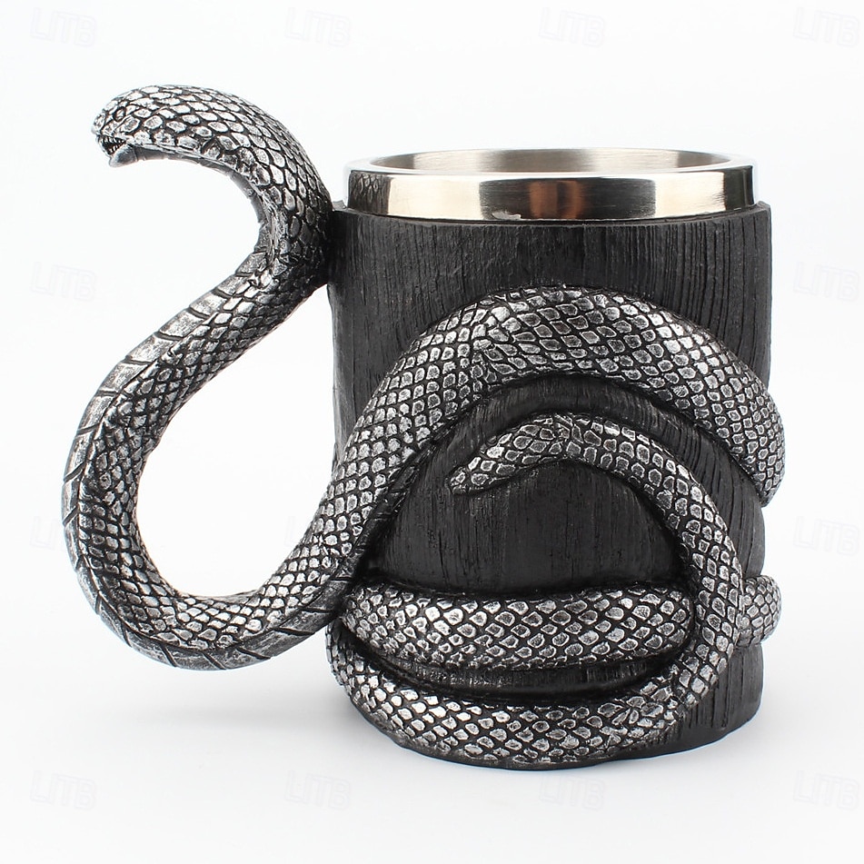 Tasse d'Halloween en acier inoxydable 304 avec revêtement en résine et cobra, design unique, tasse de voyage personnalisée et audacieuse pour un usage domestique, accessoire de boisson cool et créatif de 2025 ? $26.99 –P6
