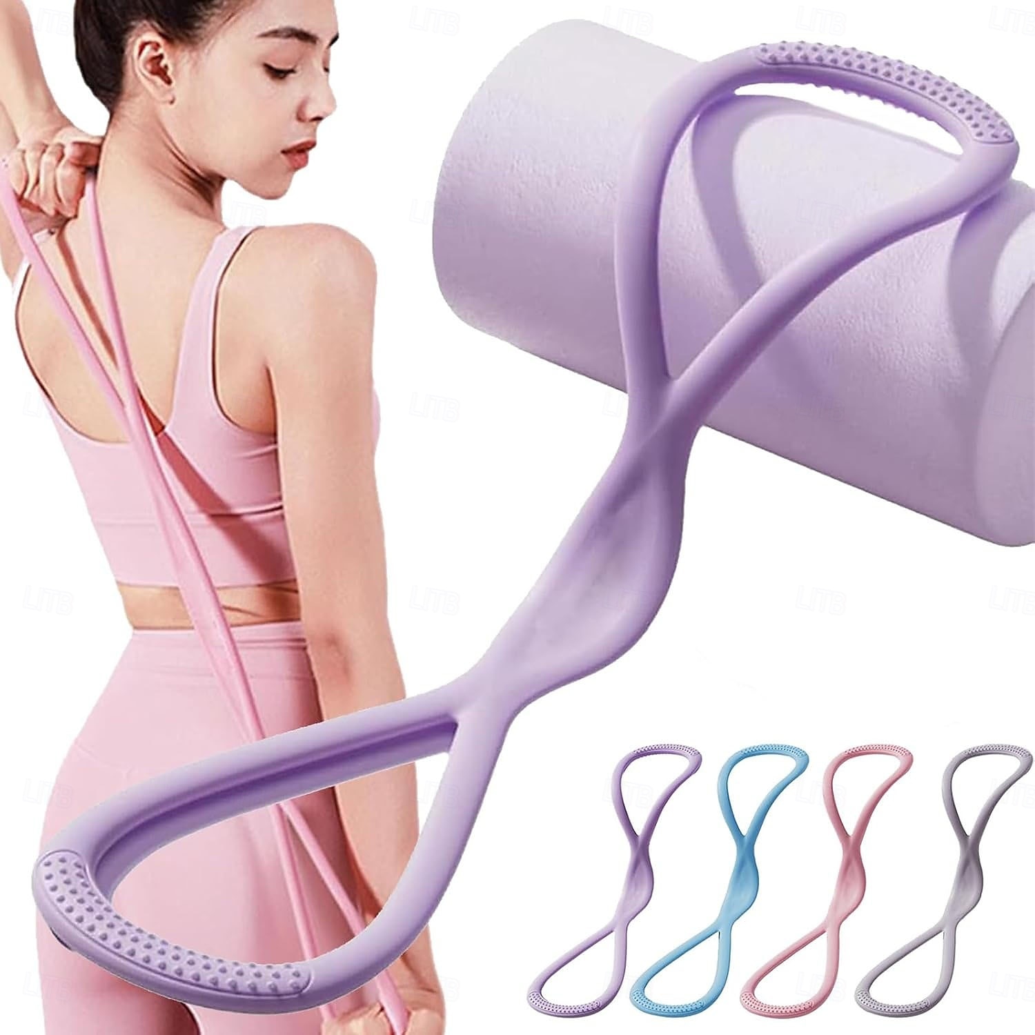 Bande de résistance pour le yoga 25 lb/35 lb, bande de fitness extensible, bandes d'exercice en forme de 8 polyvalentes, aide à la traction en forme de 8 pour la mobilité des épaules &développement du de 2025 ? $13.99 –P1