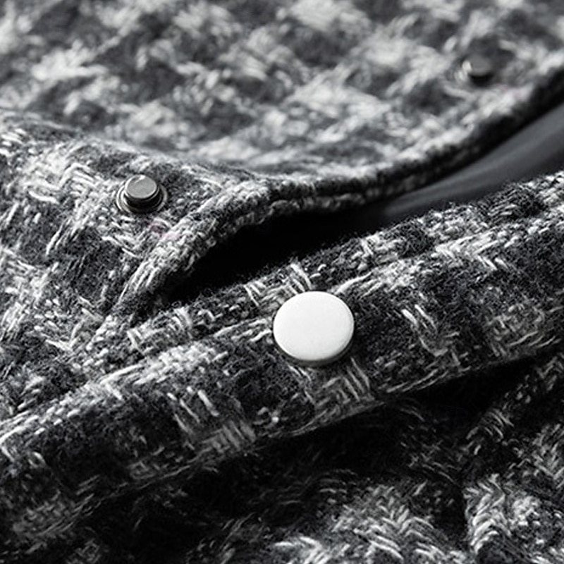 2025年 男性用 軽量ジャケット カジュアルジャケット バケーション 日常 保温 ポケット 秋 冬 チェック ファッション クラシック ラペル レギュラー ブラック カーキ色 グレー ジャケット  コレクション – $52.99 –P4