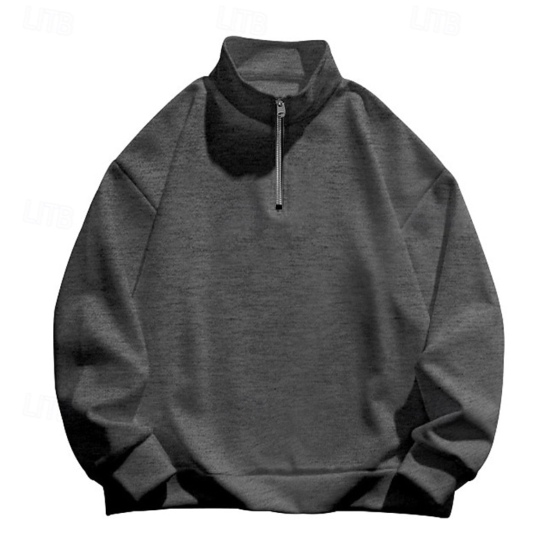 Hombre Sudadera Sudadera de polar Pull-over Sudadera con un cuarto de cremallera Negro Blanco Vino Rojo Caqui Cuello Mao Plano Deporte Casual Diario Ropa de calle De Deporte Primavera Otoño Ropa 2025 - $17.99 –P10