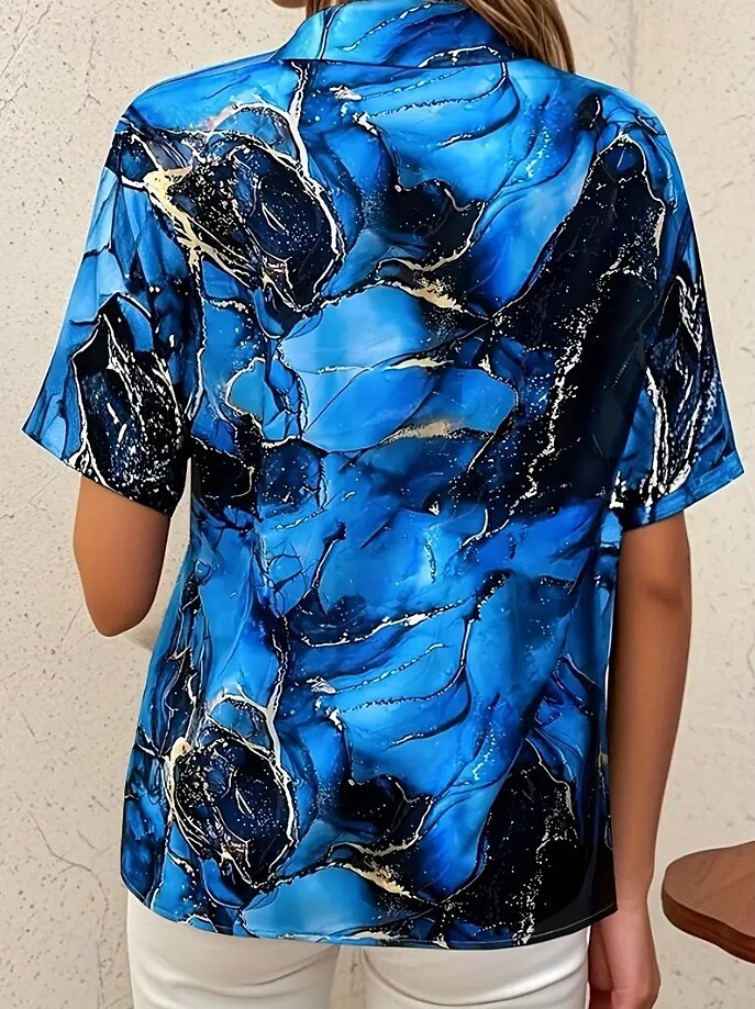 Femmes Chemise Graphique 3D ancien Tropical Quotidien Manche Courte Col de chemise Hauts Réguliers Quotidien Bleu Vert Été Printemps de 2025 ? $24.99 –P8
