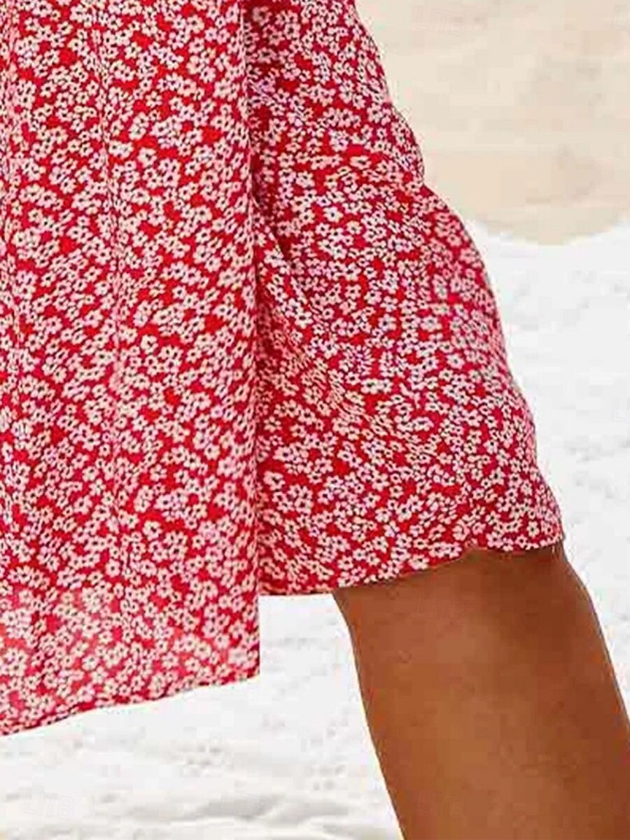 Femmes Mini Robe Robe ajustée et évasée Occasionnel Extérieur Sortir Coupe régulière Fleuri Manche Courte Col Rond Bleu Ciel Jaune Rouge Bleu de minuit Été Printemps de 2025 ? $23.99 –P3