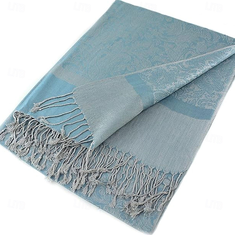 Damhalsduk i paisleymönstrad jacquardmönster i akryl – varm, trendig lång franssjal med etnisk stil för hösten &vinter 2025 - $14.99 –P6