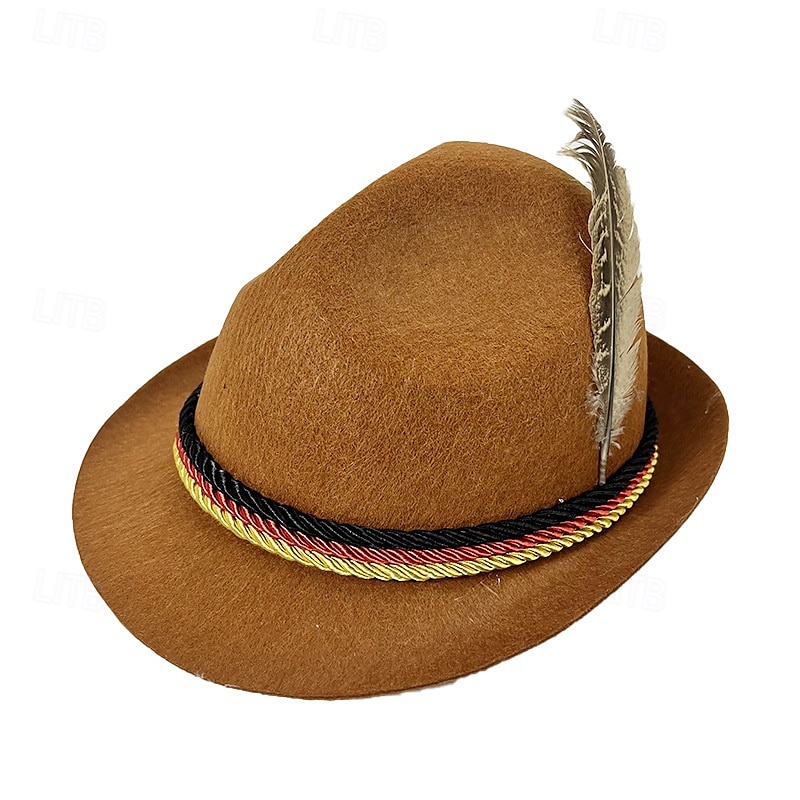 Herr Fedorahatt Oktoberfesthatt Brun Grön Modal Fjäder Mode Ledigt Gata Dagligen Färgblock Solskyddskräm Andningsfunktion 2025 - $12.99 –P5