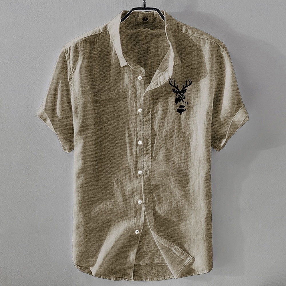 Homens Camisa de linho Camisa casual Camisa de algodão e linho camisa de botão Animal Modelado Férias Roupa Diária Branco Azul Marinho Escuro Azul Céu cáqui Manga Curta Lapela Todas as Estações Roupa de 2026 por $25.99 –P8