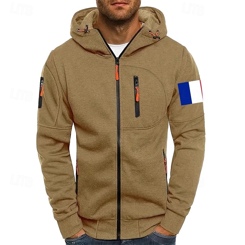 Homme Sweat à capuche Sweat à capuche zippé intégral Veste de survêtement Noir Blanche Vin Vert Véronèse bleu marine À capuche Uni Zip Up Patchwork Poche Avant Sport & Loisir Occasionnel Quotidien de 2025 ? $26.99 –P10