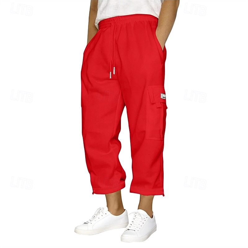 Hombre Pantalones deportivos Pantalones de Deporte Pantalones Pantalones deportivos tipo cargo Pantalones Cortos Bolsillo Cintura elástica Correa Plano Comodidad Deporte Diario Moda Casual Negro 2026 - $18.99 –P8
