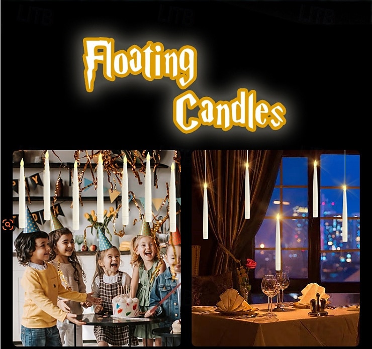 10/12/20 Pcs Suspended Electronic Candle Lamp Pencil Magic Wand Remote Control Halloween Christmas Party Atmosphere Decoration Lamp AAA Battery Box 2025 - $32.99 –P9