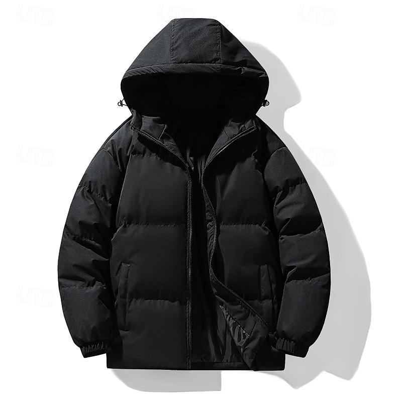 Men's Hiking Jacket Puffer Jacket Winter Jacket Outdoor Thermal Warm Hiking Outfits Hiking Clothes Winter Top Camping / Hiking / Caving Traveling Black White Khaki 2025 - $44.99 –P2