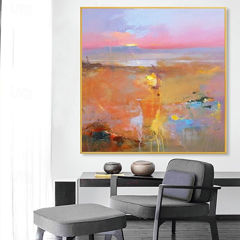 handgefertigtes Ölgemälde auf Leinwand, Wandkunst, Dekoration, moderne abstrakte Sonnenaufgangslandschaft für die Inneneinrichtung, gerolltes, rahmenloses, ungedehntes Gemälde 2025 - $58.99 –P6