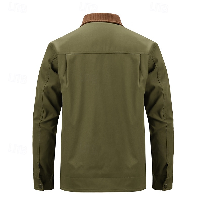 Hommes Veste de camionneur Veste Cargo Veste Tactique Occasionnel Coupe-Vent Zip Up Printemps Automne Couleur Unie ancien Tenu de travail Col de chemise Régulier Kaki Gris foncé Vert Véronèse Veste de 2025 ? $48.99 –P2