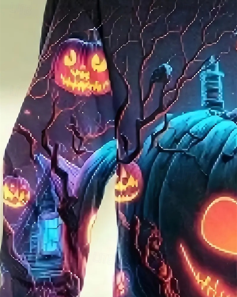 Halloween Pojkar 3D Pumpa T-shirt Långärmad Vår Höst Mode Grundläggande Barn 4-12 år Rund hals Utomhus Ledigt Dagligen Normal 2025 - $13.99 –P5