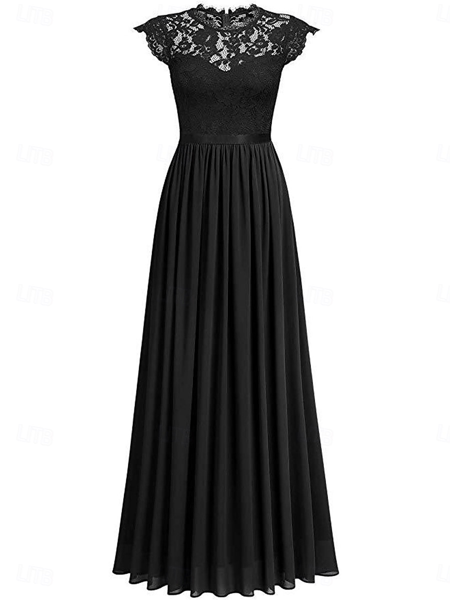 Pentru femei Rochie Lunga Rochie Maxi Rochie de dantela Rochie de Cocktail Rochie pentru invitata de nunta Șifon Elegant Modă Modern În aer liber Petrecere cu cocktail Fit regulat Simplu Manșon scurt 2025 - $27.99 –P14