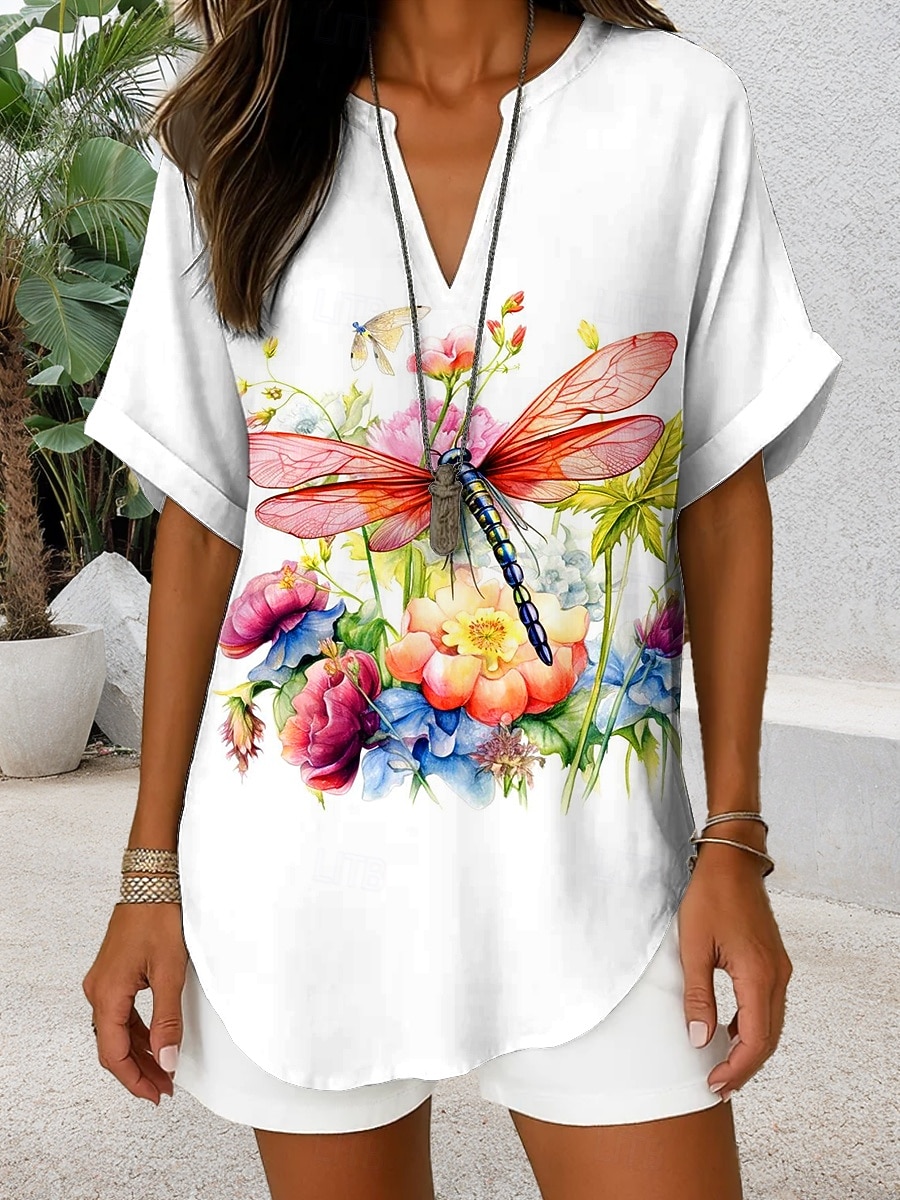 Blouse Femme Col V Graphique Papillon Quotidien Chic Décontracté Manches Courtes Hauts Quotidien Vacances Noir Rouge Bleu Violet Été Printemps de 2025 ? $24.99 –P4