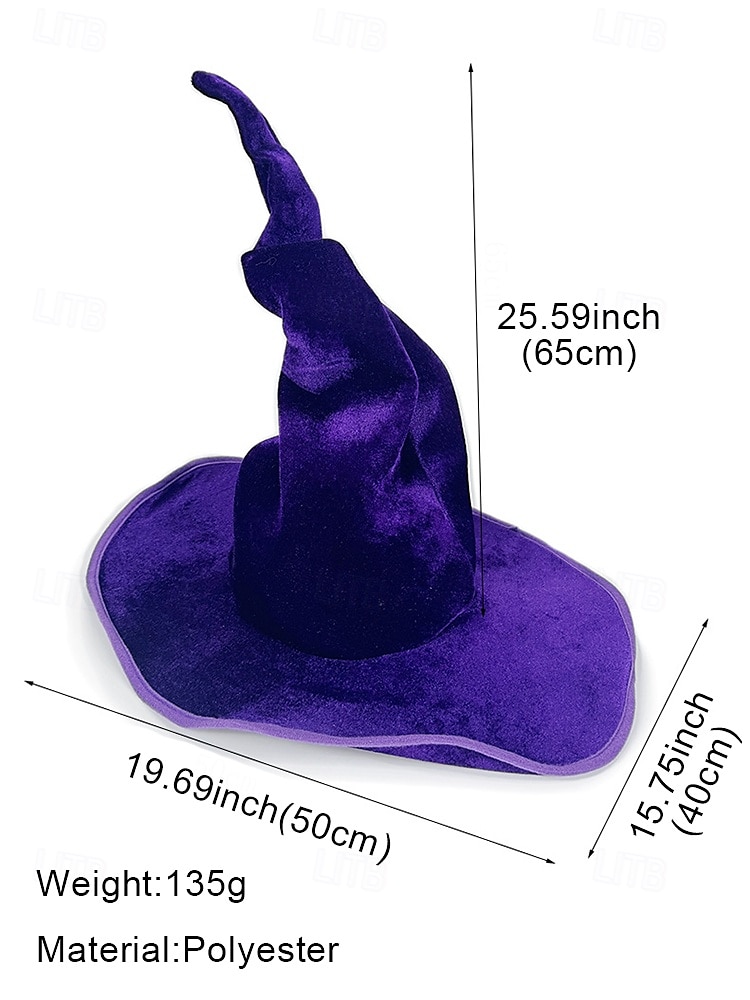 2025年 ハロウィン用の女性用ベルベット魔女帽子 - 尖ったゴシックコスチュームアクセサリー。女性用コスプレ、パーティー、フェスティバルに最適。  コレクション – $19.99 –P8