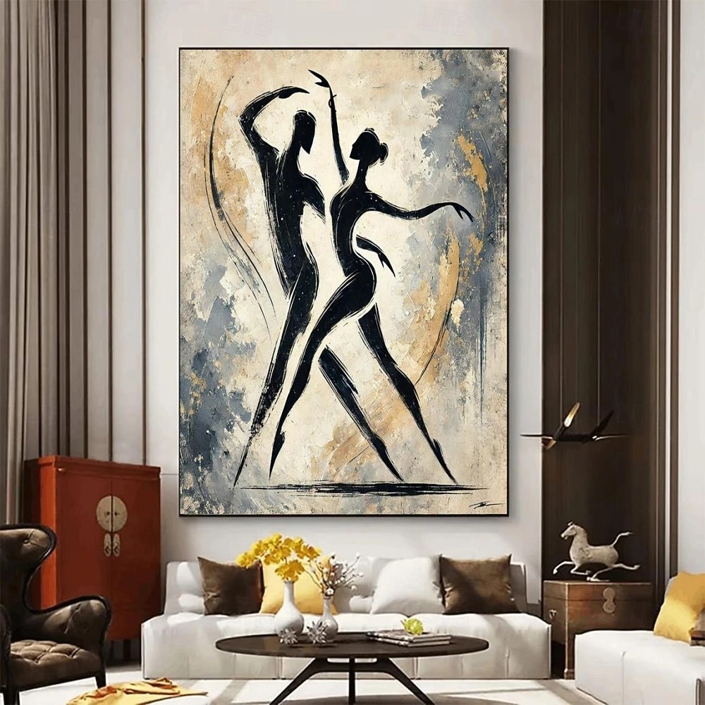 Pintura a óleo feita à mão em tela, arte de parede, decoração, personagem de dança abstrata simples para decoração de casa, moldura esticada, pintura pendurada/pintura enrolada sem moldura, não de 2026 por $83.99 –P5