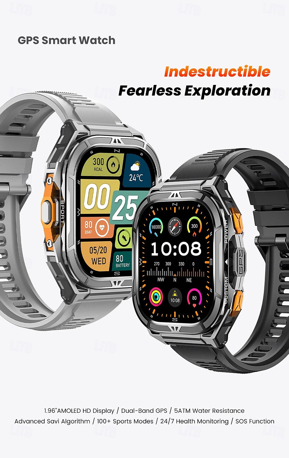 X5 Montre intelligente 1.96 pouce Smartwatch Montre Connectée Bluetooth Rappel d'appel Moniteur d'Activité Moniteur de Fréquence Cardiaque Rappel sédentaire Trouver mon Appareil Compatible avec de 2025 ? $68.99 –P1