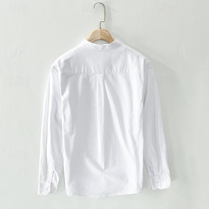 Men's Shirt Summer Shirt Casual Shirt Beach Shirt Button Up Shirt White Pink Gray Light Blue Long Sleeve Plain Lapel Vacation Hawaiian Clothing Apparel 100% Cotton Fashion Casual Comfortable 2026 - $45.99 –P2