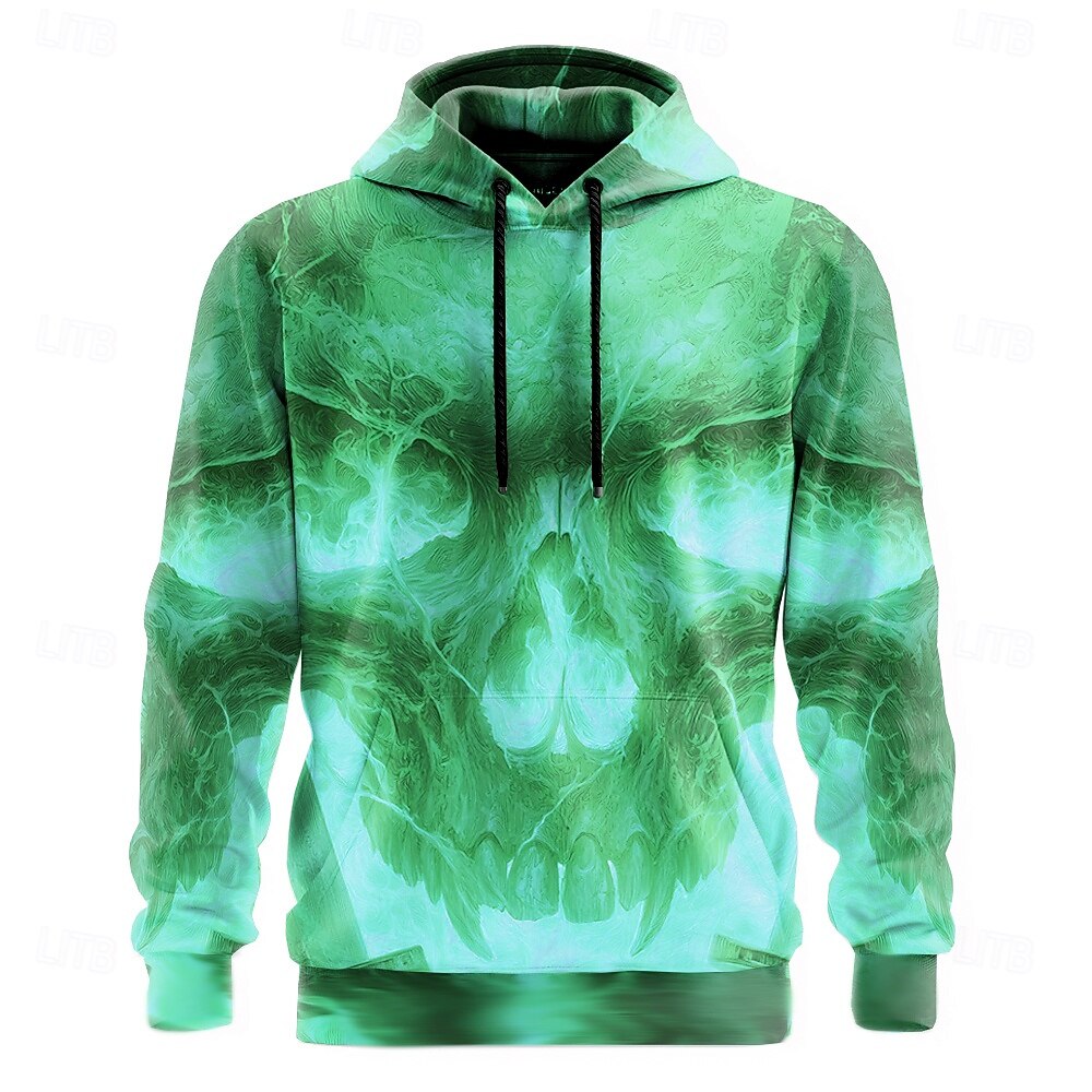 Halloween Per uomo Teschio 3D Fiamma Felpe con cappuccio Felpa Punk Esagerato Manica Lunga Girocollo Club Abbigliamento casual alla moda Giallo Blu Coulisse Autunno Inverno progettista del 2025 a $26.99 –P2