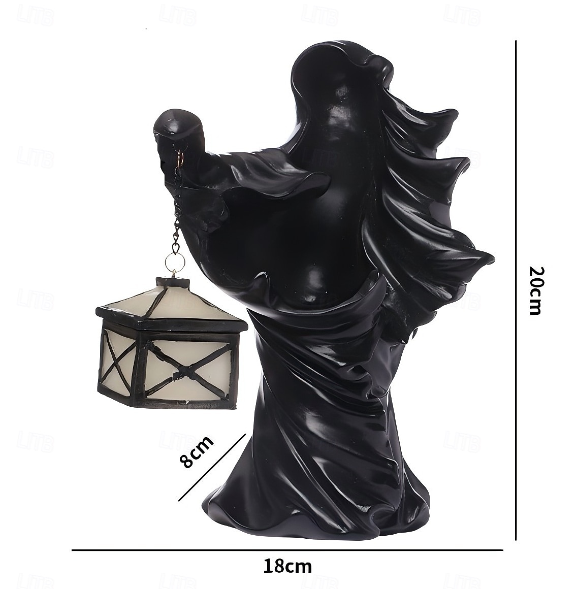 Halloween Ghost Ornament LED Lighted Resin Hellkeeper Black and White Ghost Lantern Decoration for Halloween Party Outdoor Garden Yard Sculpture Spooky Festival Decor 2025 - $19.99 –P6