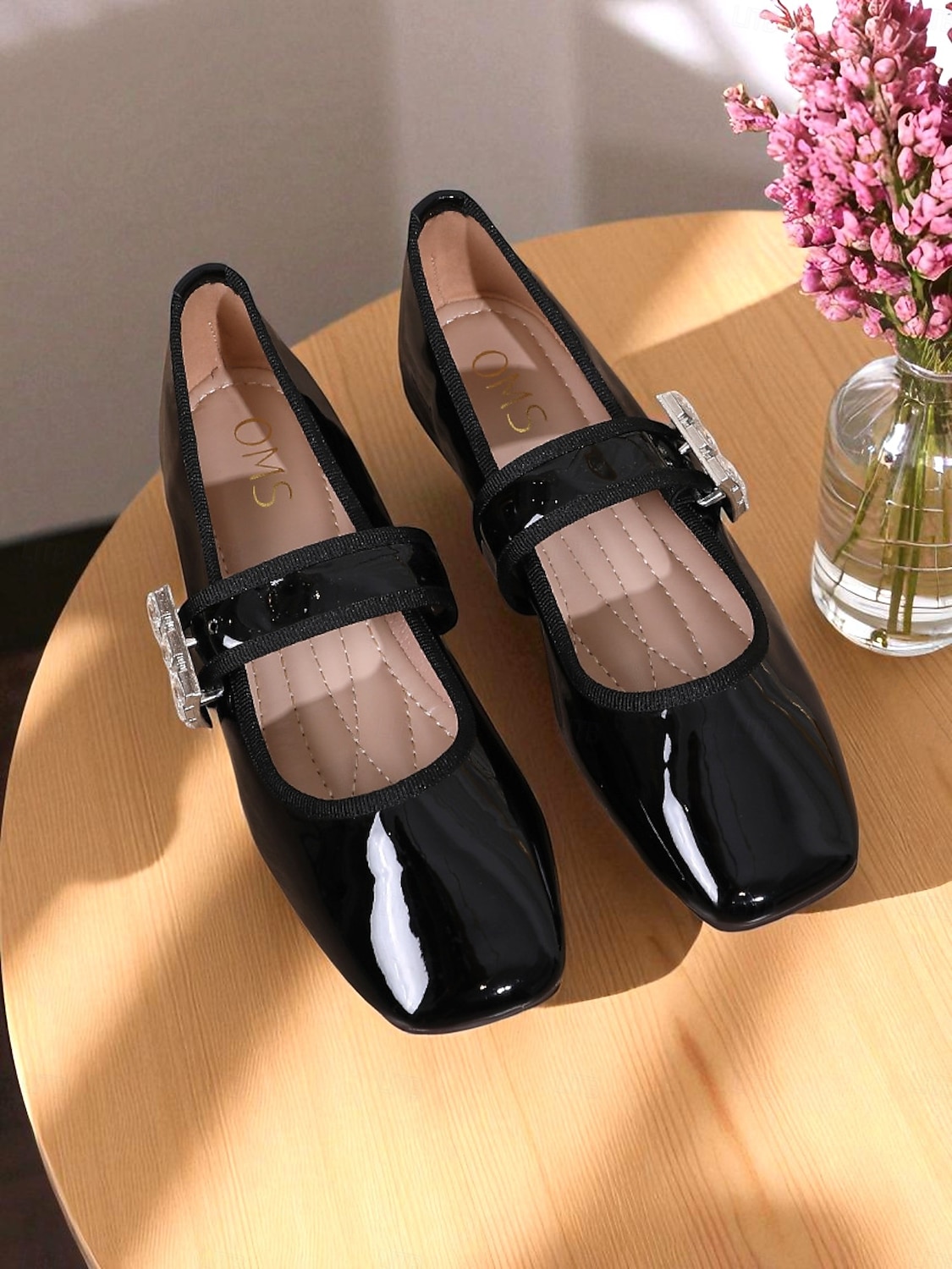 Women's Almond Patent Leather Mary Jane Flats with Rhinestone Buckle - 1960s Mod Style Comfortable Ballet Shoes for Teens and Ladies, Ideal for School, Parties, and Daily Wear 2025 - $29.99 –P1