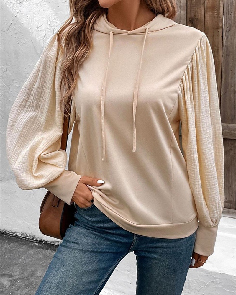Femmes Sweat à capuche Uni Streetwear Occasionnel Confortable manche longue À capuche Hauts Réguliers Rue Fête Sortir Cordon de serrage Kaki Printemps Automne de 2025 ? $29.99 –P2