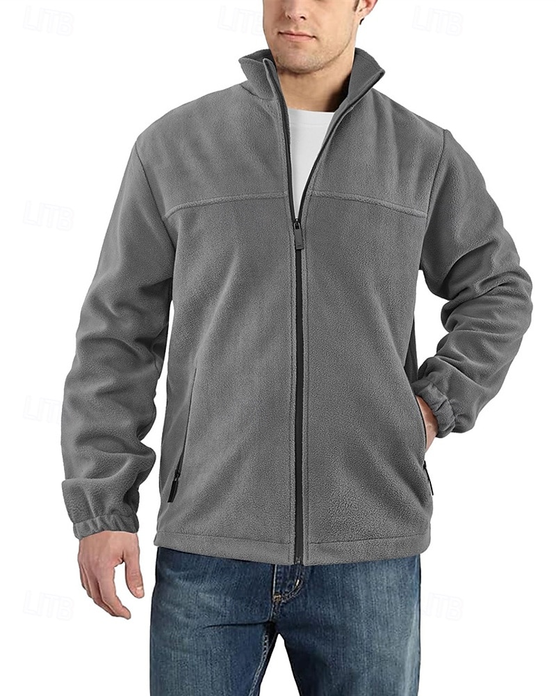 Bărbați Hanorca Fleece Polar Jachetă din lână Hanorac cu fermoar complet Negru Mov Portocaliu Gri Deschis Gri Închis Guler în picioare Simplu Buzunar Sporturi & Exterior Zilnic Concediu Poliester Șic 2025 - $32.99 –P9