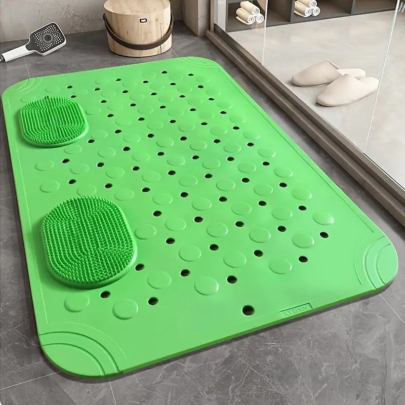 Tappetino da bagno antiscivolo con fori di drenaggio, comodo tappeto da doccia massaggiante, design rettangolare tinta unita per la casa &uso alberghiero del 2025 a $6.99 –P4