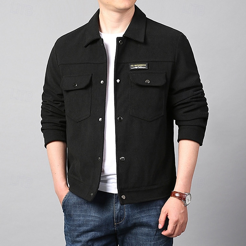 Per uomo Giacca Leggera Giacca in Velluto a Coste Giacca Cargo Giacca Casual Vacanza Quotidiano Caldo Tasca Primavera Autunno Semplice Moda Classico Bavero Regolare Nero Verde Cachi Giacca del 2025 a $58.99 –P8
